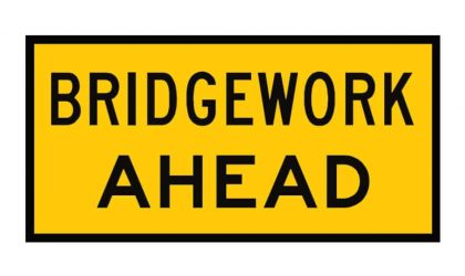 Sign Bridge Work Ahead 19076